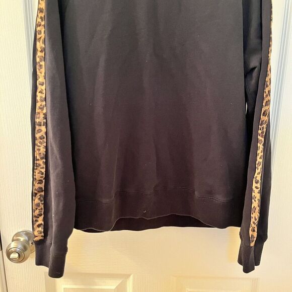 Jak & Rae Black Sweatshirt Leopard Print Stripe Women's Size Large - Picture 3 of 9